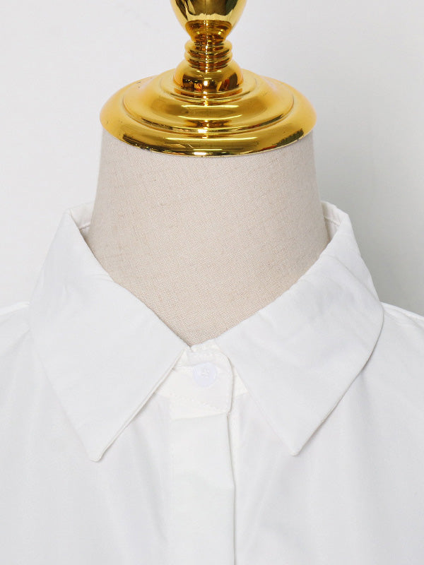 Irregular Solid Color Single-Breasted Lapel Shirt