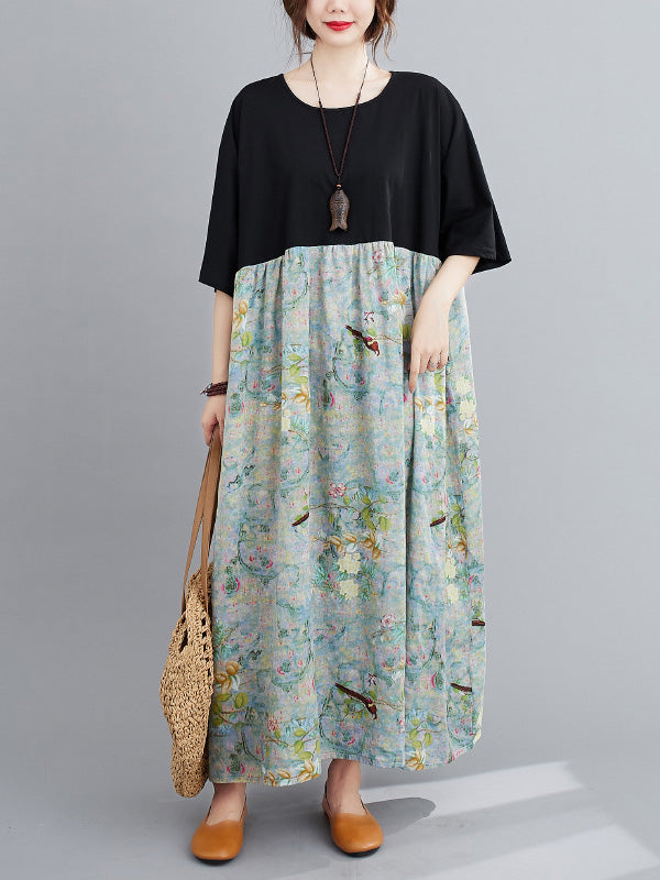Original Floral Round-Neck Dress