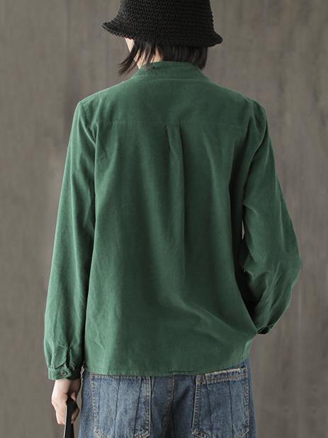 Corduroy Loose Fresh Solid Blouse Top