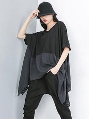 Loose Split-joint Batwing T-shirt