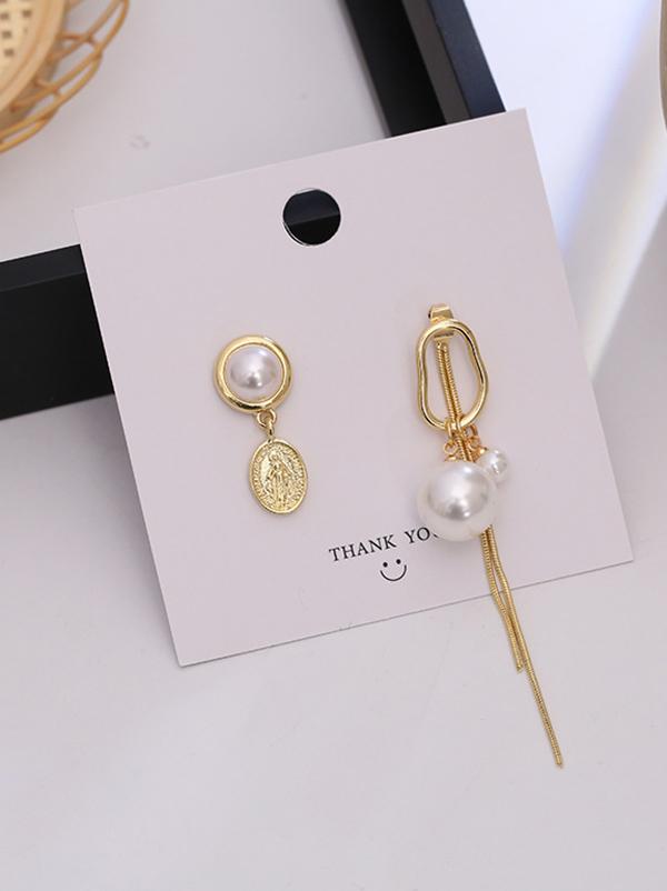 Fashion Asymmetric Alloy Tasseled Earrings