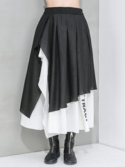 Cropped Splicing Split-Side Contrast Color Skirt