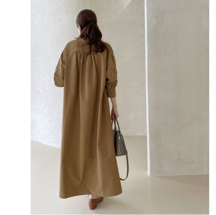Casual Loose Solid Color Pullover Maxi Dress