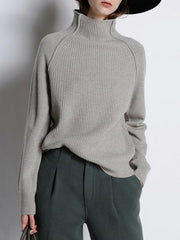 Solid Color Knitting High-neck Sweater