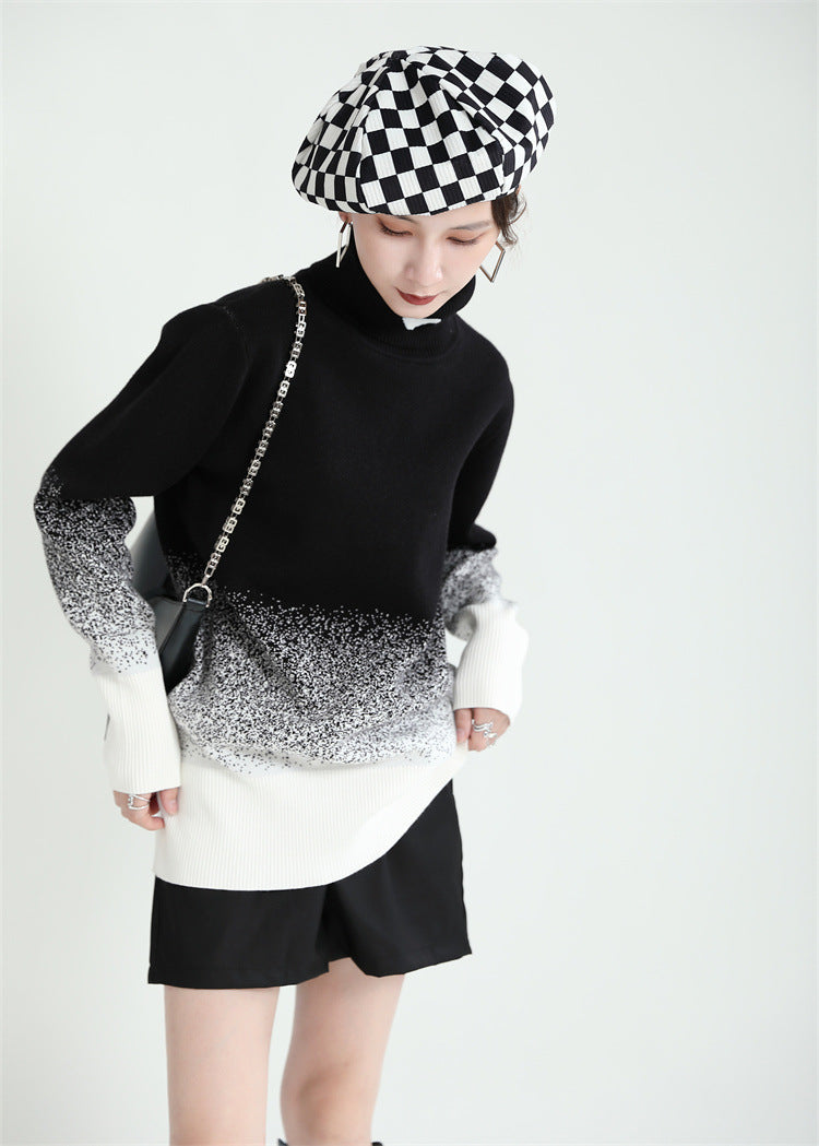 Original Design Gradient High-Neck Sweater