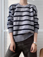 Round Neck Striped Losse Sweater