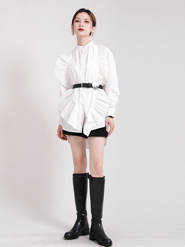 Retro Pleated Irregular Personality Shirt