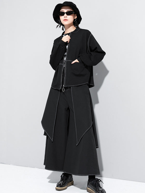 Zipper Casual Batwing Sleeves Coat