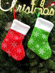 Christmas Red And Green Snowflake Stockings Decorations