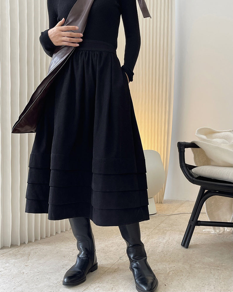 Temperament High Waist Flower Bud Design Padded Skirt
