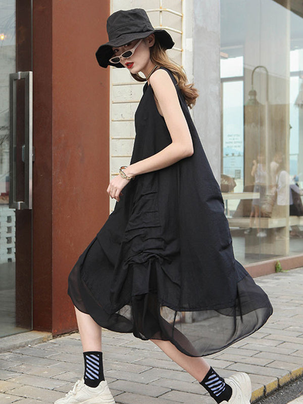 Irregular A-Line Sleevesless Midi Dress