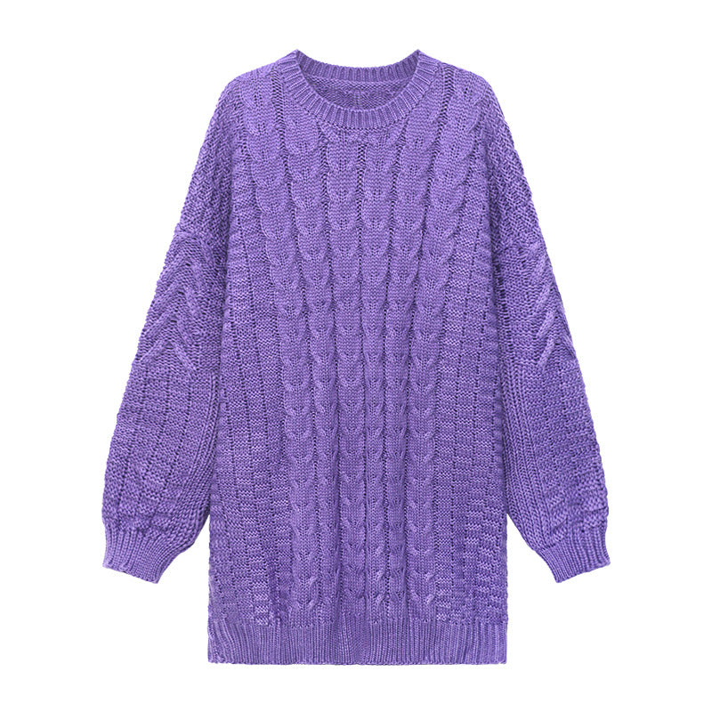 Simple Loose Solid Color Knitted Sweater