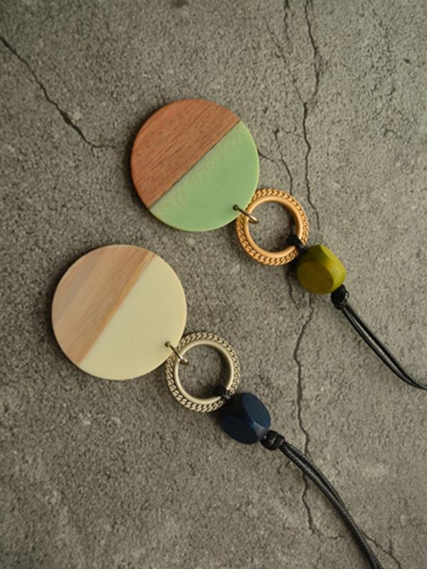 Simple Resin Round Ring Color-Block Necklace