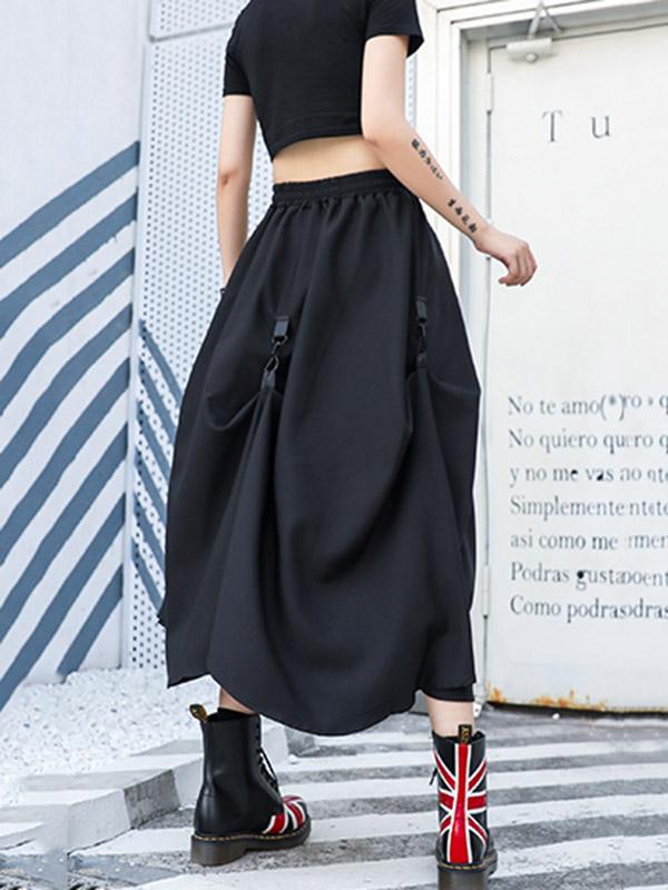 Black Loose Empire A-Line Skirt