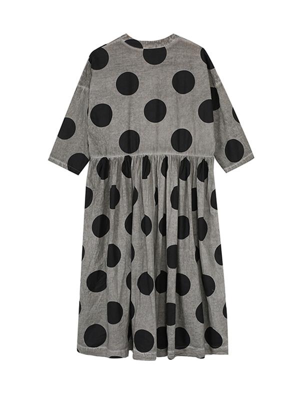 Loose Polka-dot Hemline Midi Dress