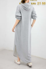 Casual Hooded Zipper Solid Color Hoodie Dress