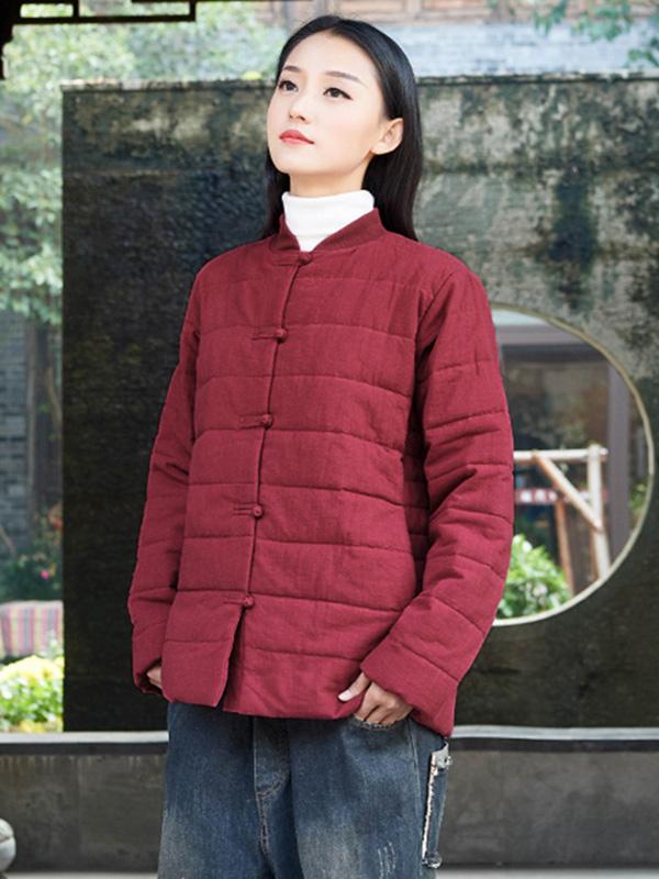 National Retro Button Thicken cotton wadded jacket