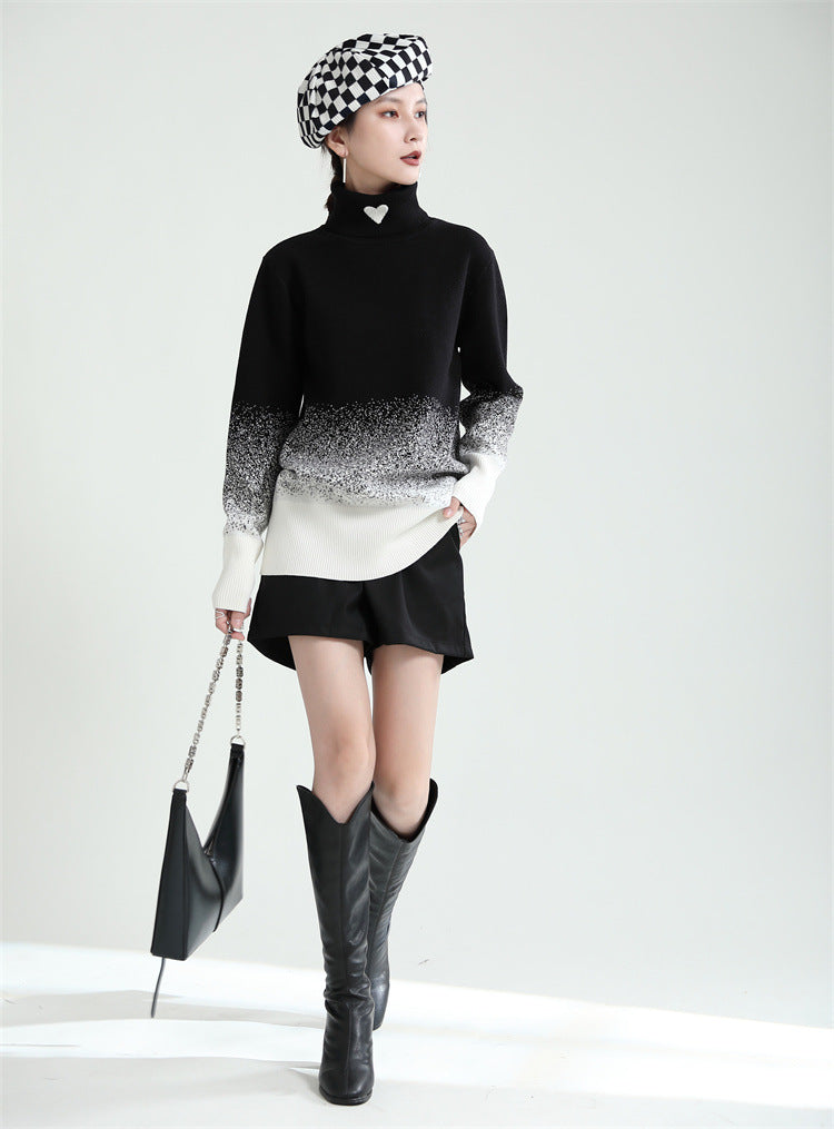 Original Design Gradient High-Neck Sweater