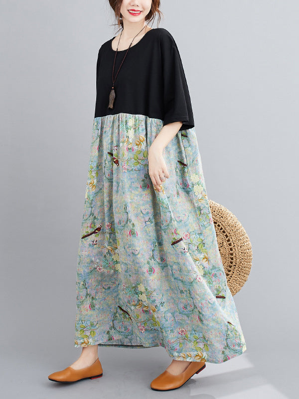 Original Floral Round-Neck Dress