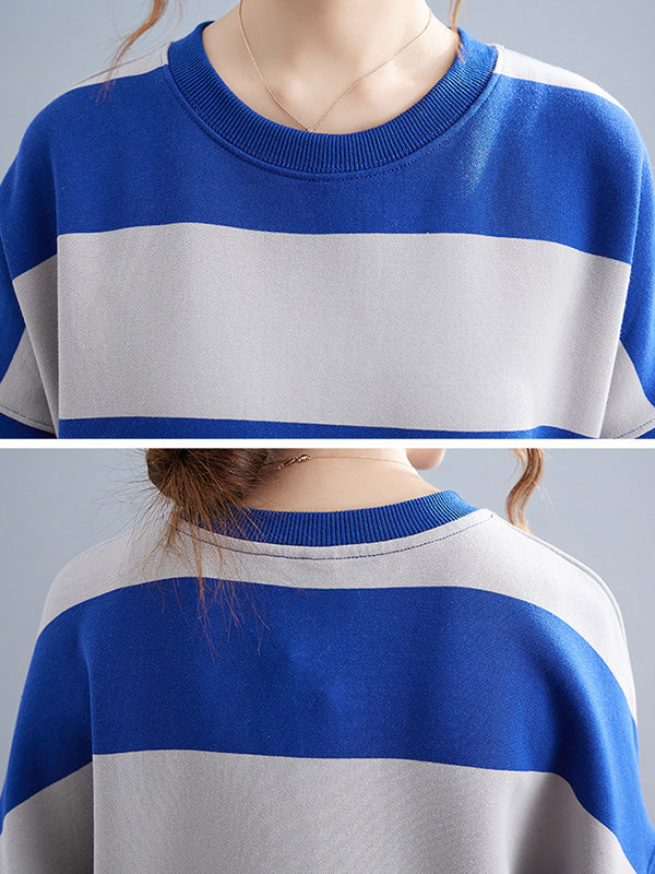 Loose Striped Thicken Sweatshirt