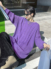 Simple Loose Solid Color Knitted Sweater