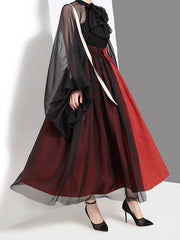 Empire Gauze Split-Joint Suspender Skirt