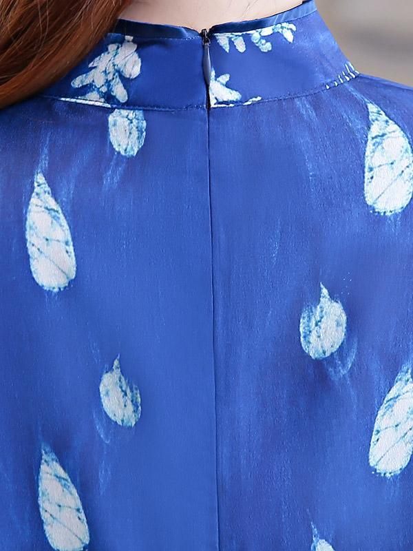 New Blue Chiffon Mermaid Short Cheongsam