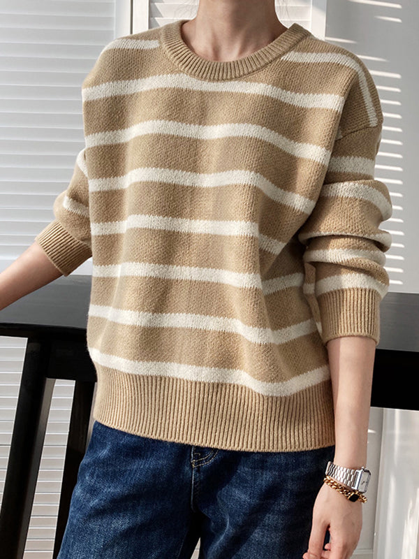 Round Neck Striped Losse Sweater