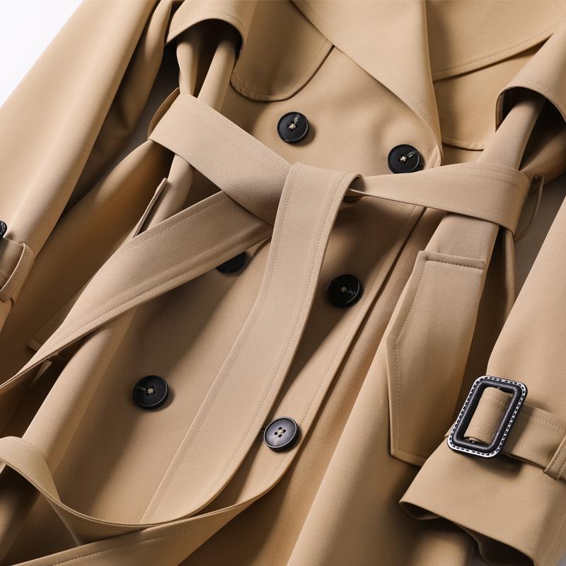 Solid Color Lapel Collar Mid-Length Coat