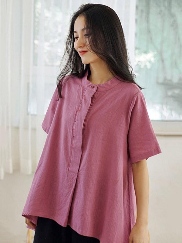 Loose Solid Color High-Low Casual T-Shirt