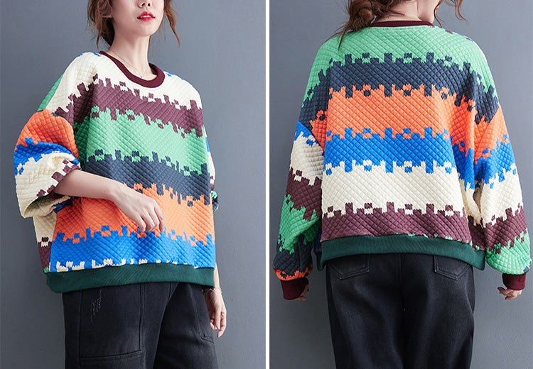 Loose Color-Block Splicing Sweatshit