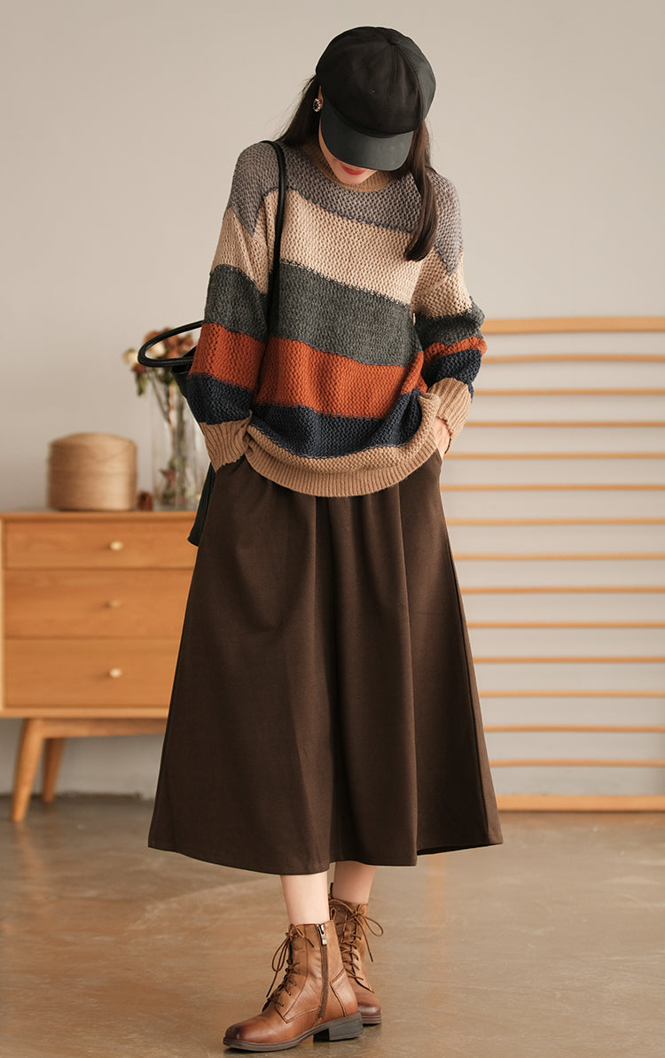 Loose Striped Round Neck Sweater