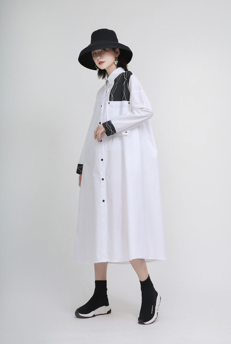 Women Abstract Print Loose Irregular Dress