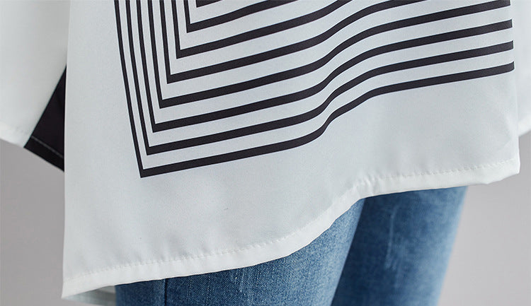 Women Irregular Personality Stitching Lapel Shirt
