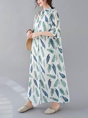 Original Printed Lapel Short Sleeve Shirt Dress