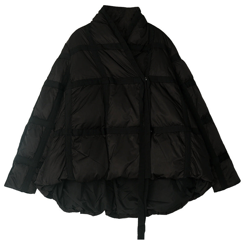 Retro Solid Color Splicing Down Jacket