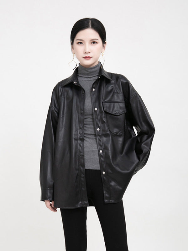 Women Loose Solid Color Casual Jacket