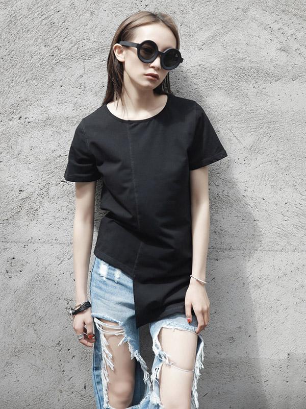 Fashion Minimalist Solid Irregular T-Shirt