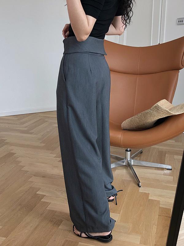 Solid Color Loose Empire Wide Leg Pants