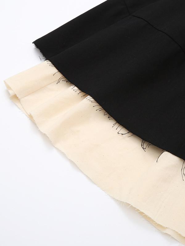 Splicing Double Tiered Fringed Thickening Cropped Skirt