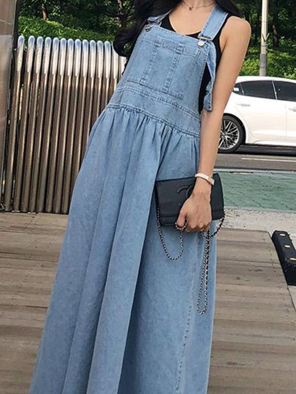 Loose Wide-Leg Jean Long Slip Dress