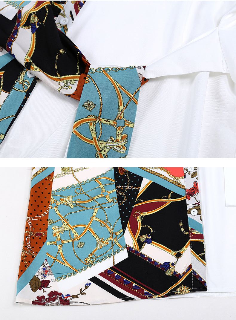 Short Sleeves Contrast Color Printed Midi Dress