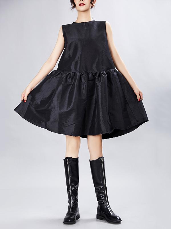 Simple Black Sleeveless Short Dress