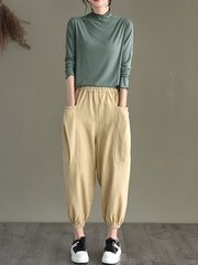 Soild Loose  Cotton Harem Pant