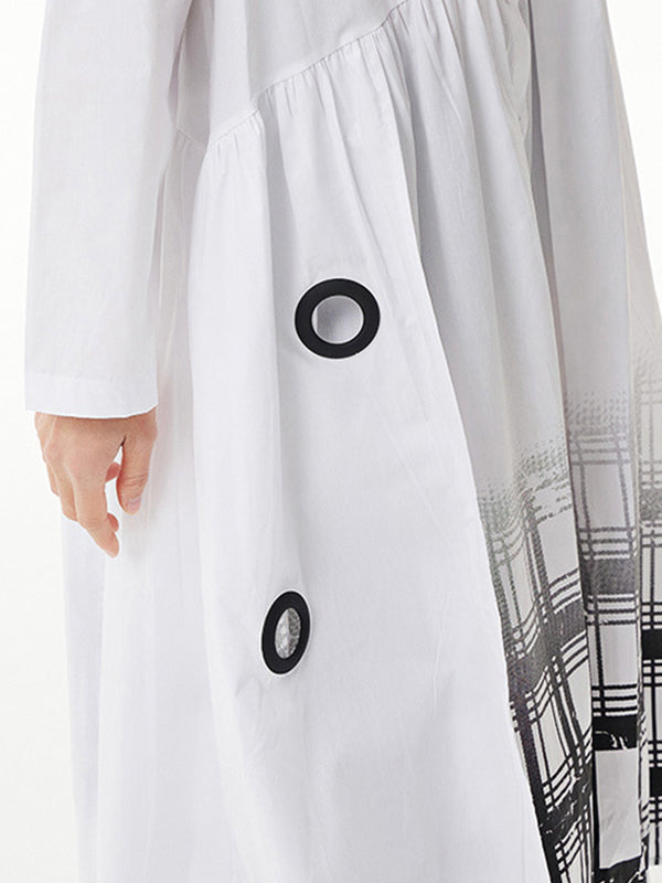 Urban Roomy Asymmetric Long Sleeves Gradient Midi Dress Shirt Dress