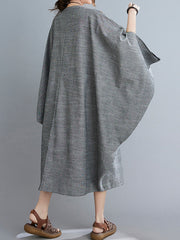 Round Neck Pullover Bat Sleeve Loose Casual Dress