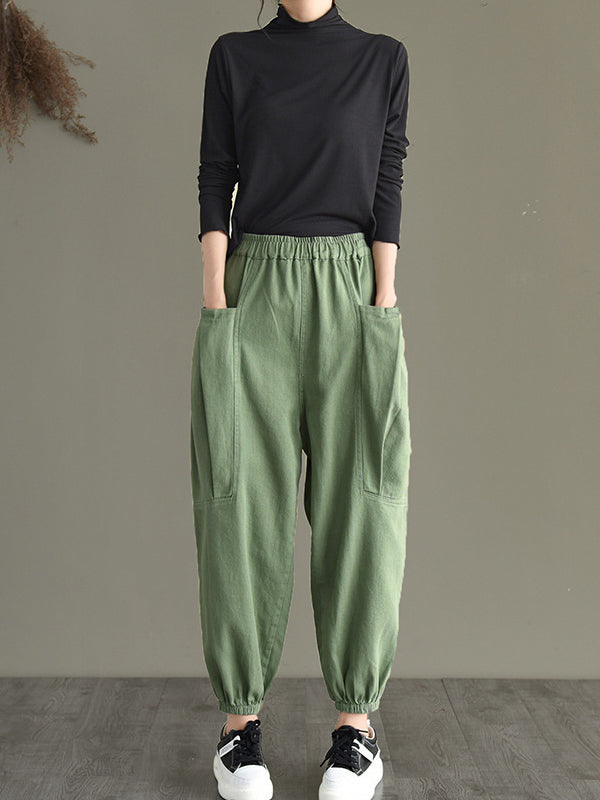 Soild Loose  Cotton Harem Pant