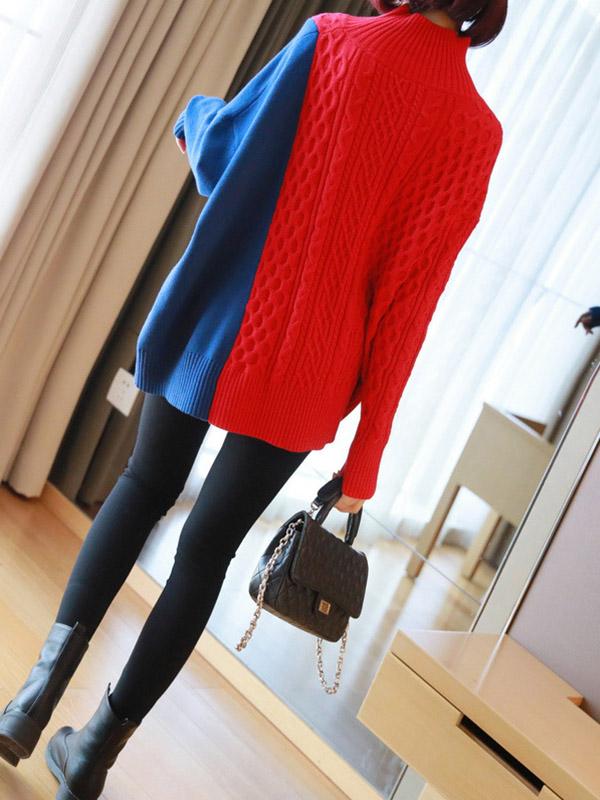 Loose Split-Joint Color Knitting Sweater
