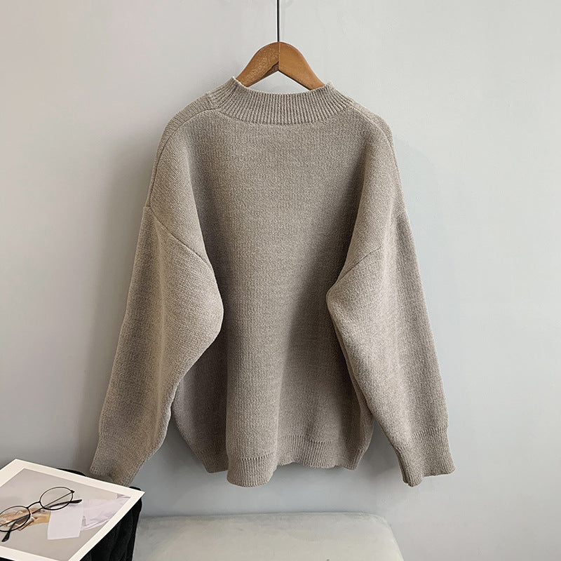 Women Round Neck Print Pullover Loose Sweater