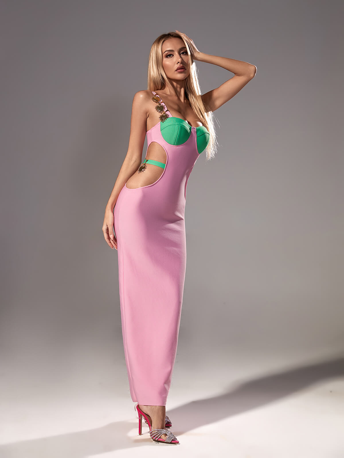 Margaux Embellished Cutout Maxi Dress In Pink